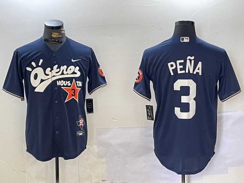 Mens Houston Astros #3 Jeremy Pena Black Cactus Jack Vapor Premier Stitched Baseball Jersey